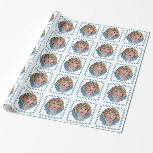Papier Cadeau Angel victorien bleu