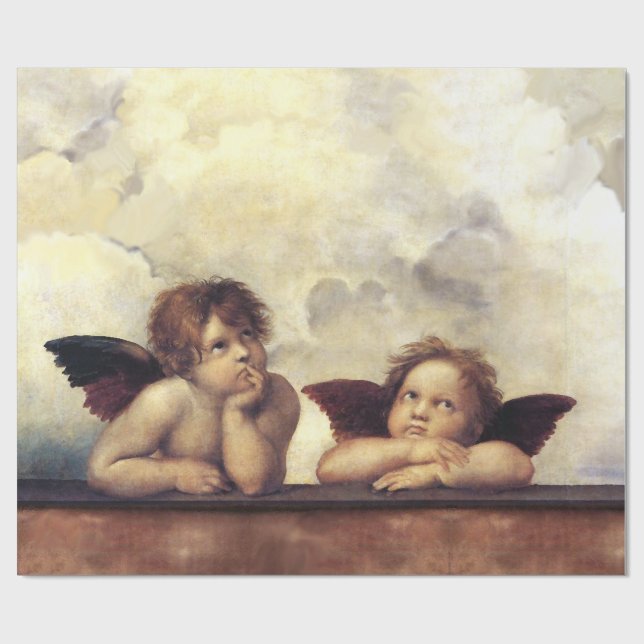 Papier Cadeau ANGELS /Cherubs ailés, Noël (Plat)