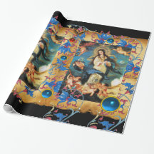 ANGELS ET PARCHEMENT VIERGE, FLEURS BLEUES ROUGES,