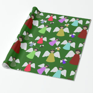 Papier Cadeau Anges colorés Noël Motif