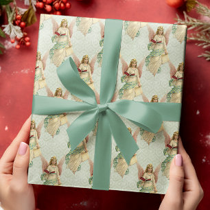 Papier Cadeau Anges de Noël élégants victoriens classiques vinta