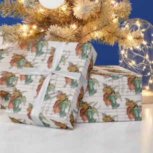 Papier Cadeau Anges de Noël - Musique Victorienne Antique Vintag