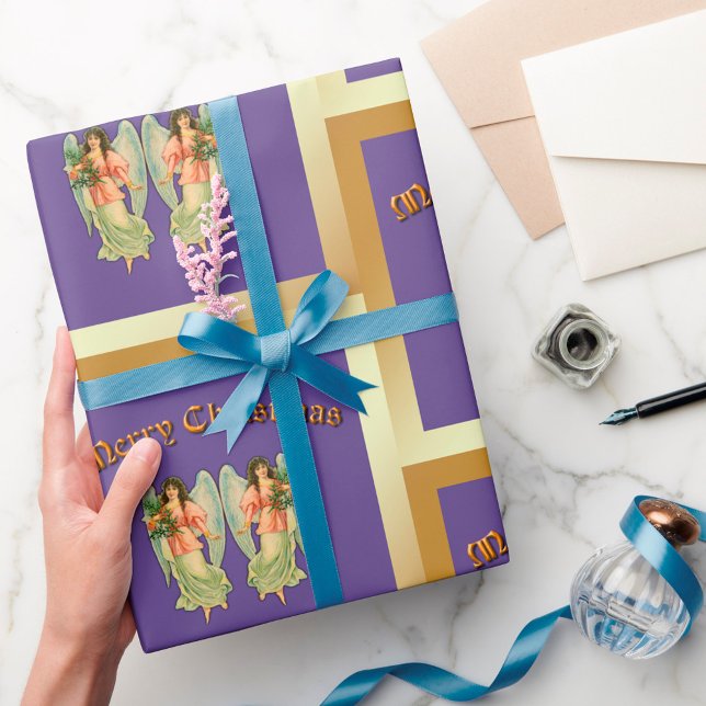 Papier Cadeau Anges de Noël Vintage (Créateur téléchargé)