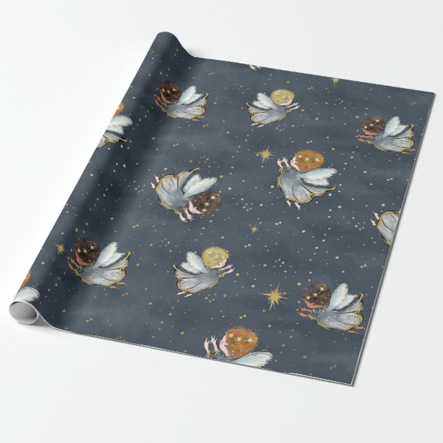 Papier Cadeau Anges Noël (Déroulé)
