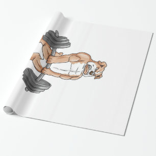 Papier Cadeau Anglais Bulldog Bodybuilder Poids Barbell