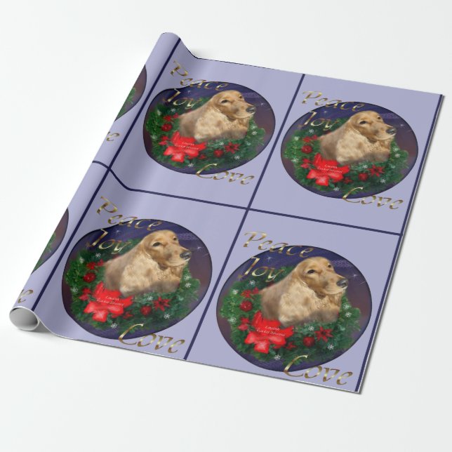 Papier Cadeau Anglais Cocker Spaniel Christmas (Déroulé)