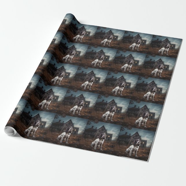 Papier Cadeau Anglais Springer espagnol Halloween effroi (Déroulé)