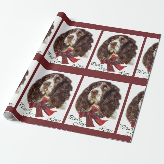 Papier Cadeau Anglais Springer Spaniel Christmas (Déroulé)