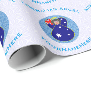 Papier Cadeau Angle drapeau australien en cercle bleu sur blanc