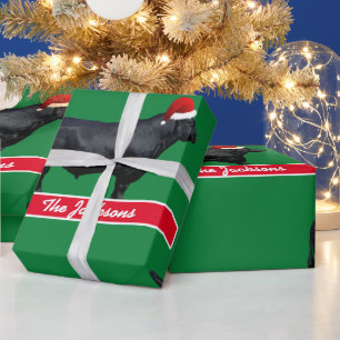 Papier Cadeau Angus noir personnalisé et chapeau de Père Noël