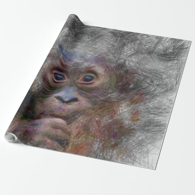 Papier Cadeau animal artistique orang bébé (Déroulé)