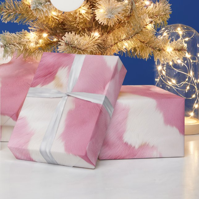 Papier Cadeau Animal de vache blanche rose (Vacances)