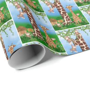 Papier Cadeau animal jungle pour 1er anniversaire