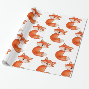 Papier Cadeau Animal mignon de région boisée de Fox   de béb