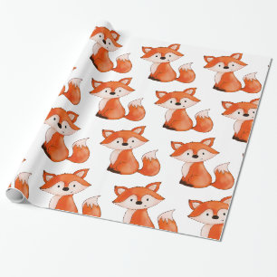 Papier Cadeau Animal mignon de région boisée de Fox   de béb