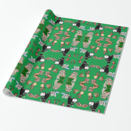 Papier Cadeau Animaux amusants Nuit avant Noël