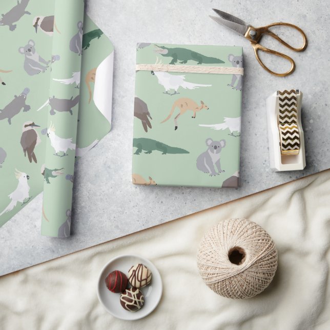 Papier Cadeau Animaux autochtones australiens Eucalyptus Motif v (Artisanat)