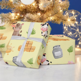 Papier Cadeau Animaux de ferme Papier d'enveloppement d'annivers