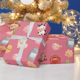 Papier Cadeau Animaux de ferme Papier d'enveloppement d'annivers