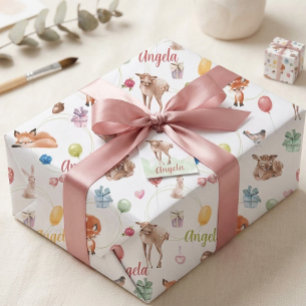 Papier Cadeau Animaux de fête personnalisés de la forêt à l'aqua