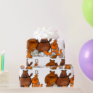 Papier Cadeau Animaux de forêt drôles Créatures mignonnes des bo