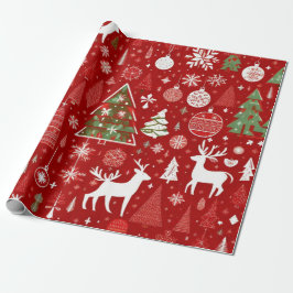 Papier Cadeau Animaux de Noël Papier d'enveloppement du Père Noë