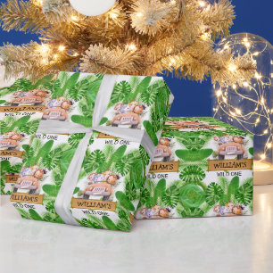 Papier Cadeau Animaux de Safari Anniversaire Sauvage Un