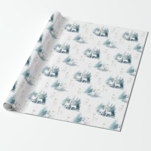 Papier Cadeau Animaux des bois en Motif des forêts d'hiver