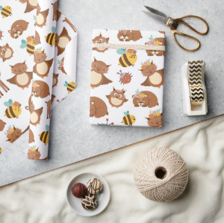 Papier Cadeau Animaux forestiers de bois Renard Anniversaire de 