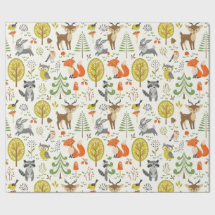Papier Cadeau Animaux forestiers et boisés 