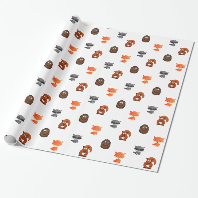Papier Cadeau Animaux forestiers Forêt Forêt Créatures Enveloppe (Déroulé)