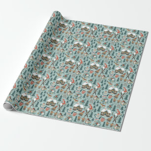 Papier Cadeau Animaux forestiers : Hiver Vintage sans couture.