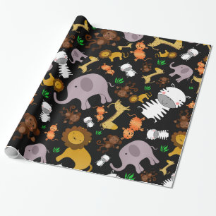 Papier Cadeau Animaux noirs de safari de jungle