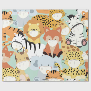 Papier Cadeau ANIMAUX SAUVAGES MORTS PORTANT DES MASQUES Envelop