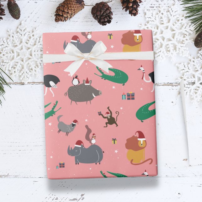 Papier Cadeau Animaux sauvages Noël (Wildlife Animals Christmas Holiday Wrapping Paper)