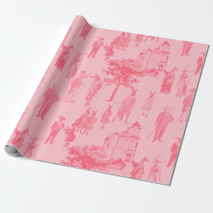 Papier Cadeau animaux victoriens antiques pastel rose toile