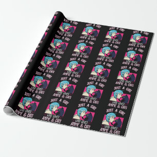 Papier Cadeau Anime Girl Love Cat Otaku Japonais Comic Manga Fan