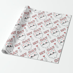 Papier Cadeau Anime Manga Chibi Japon Style Chat Bébé