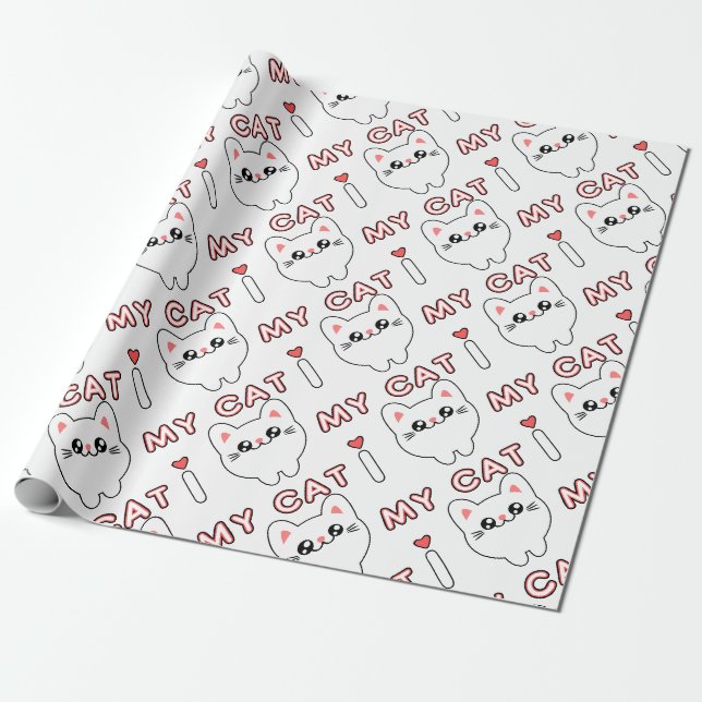 Papier Cadeau Anime Manga Chibi Japon Style Chat Bébé (Déroulé)