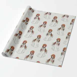 Papier Cadeau Anime Weeb Girl Manga Design Motif