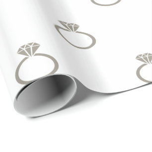 Papier Cadeau Anneaux Fiançailles gris argent en aluminium sur b