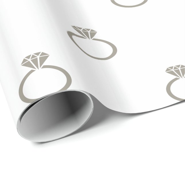 Papier Cadeau Anneaux Fiançailles gris argent en aluminium sur b (Coin rond)