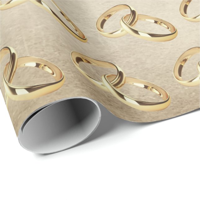 Papier Cadeau Anneaux Mariages d'or (Coin rond)