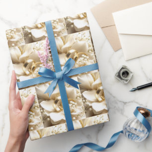 Papier Cadeau Anneaux mariages Sur Fleur Magnolia