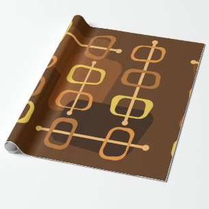Papier Cadeau Années 1950 Abstrait Art Hollow Rocks Brown