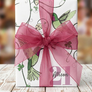 Papier Cadeau Anniversaire 21 ans Colibris verts irlandais