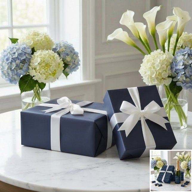 Papier Cadeau Anniversaire 80 ans Elegant Navy (Créateur téléchargé)