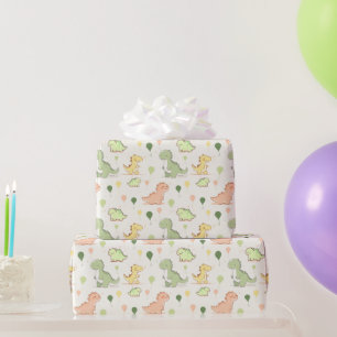 Papier Cadeau Anniversaire à motif de dinosaure mignon et de bal