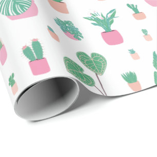 Papier Cadeau Anniversaire à Motif de Joli Pot de 