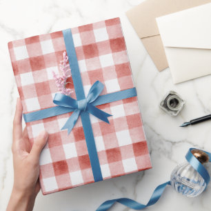 Papier Cadeau Anniversaire à rayures rouge blanc à carreaux
